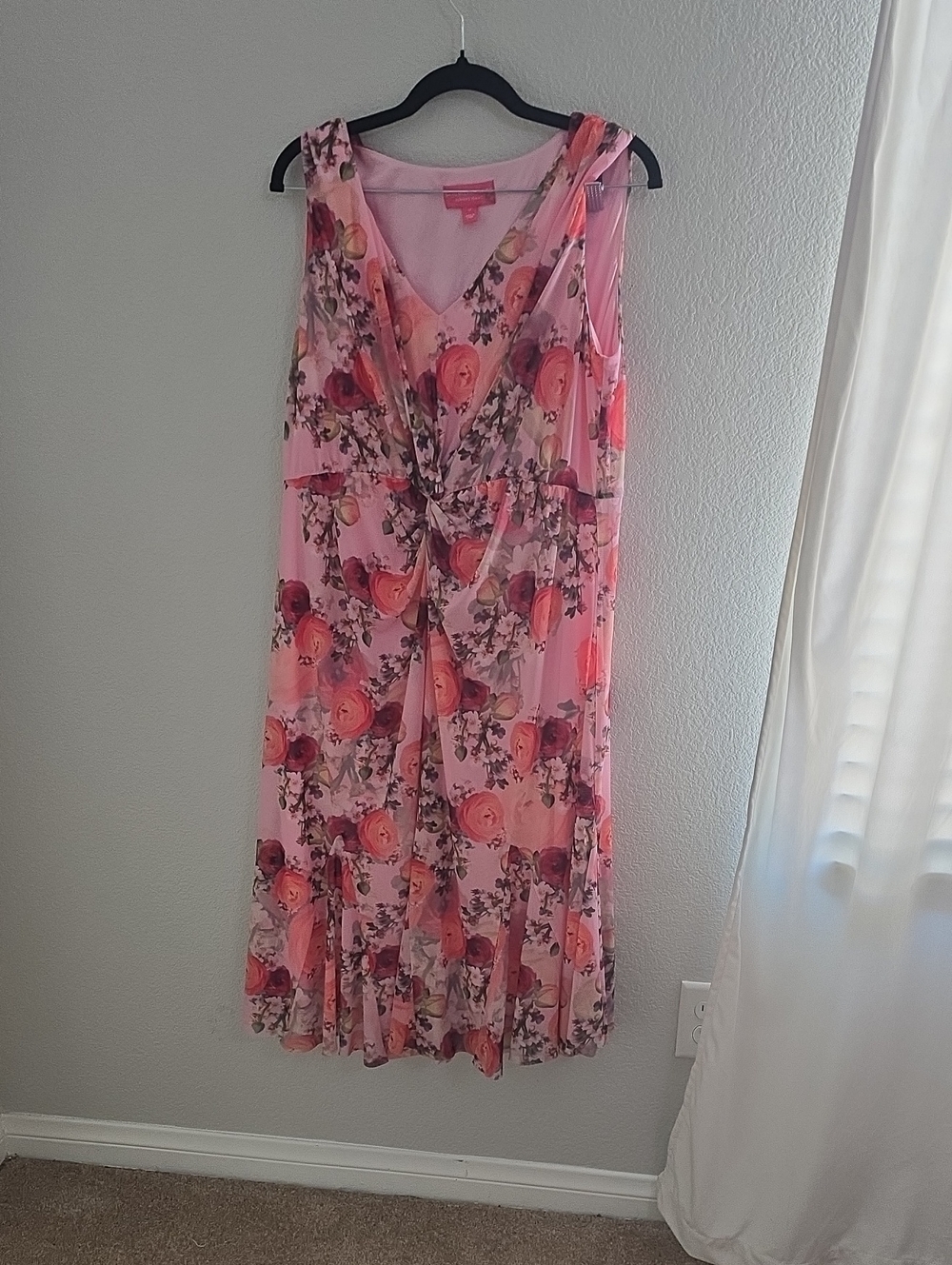 Isaac Mizrahi Pink Floral Midi Dress